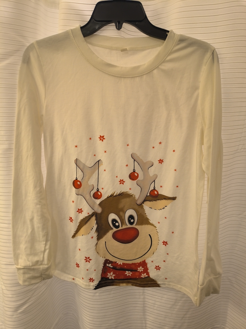 Cream Reindeer Graphic Long-Sleeve Tee